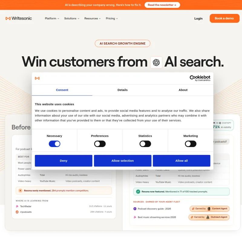 Writesonic website